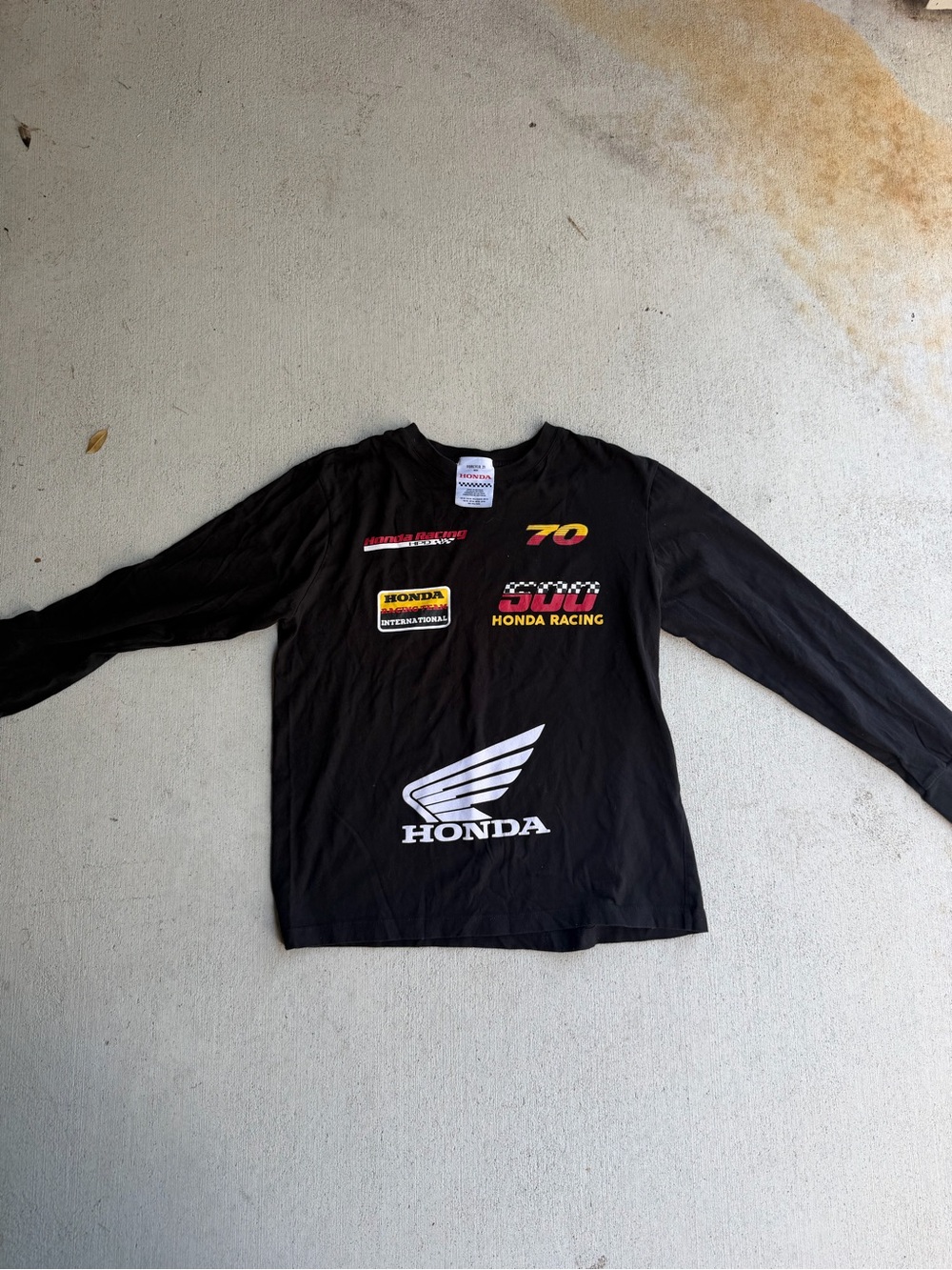 Honda Black Long-Sleeve Racing Logo Tee